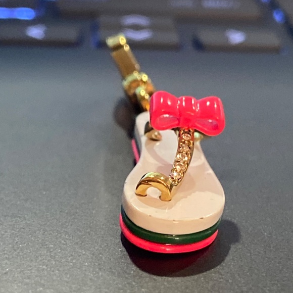 Y2K VINTAGE JUICY COUTURE FLIP FLOP SANDAL CHARM BEACH SUMMER PAVE PINK - Picture 4 of 6